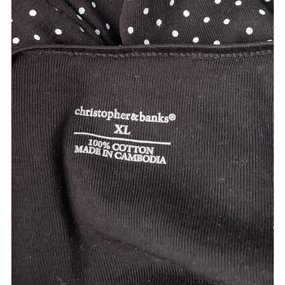 Black White Polka Dot Tee Top Womens Size XL Knit Classic Basic Cotton Preppy - Picture 5 of 10